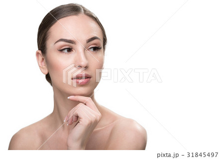 Thoughtful attractive girl wearing perfect make-up Thoughtful attractive girl wearing perfect make-up 31845497