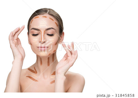 Sensual woman creating facial features Sensual woman creating facial features 31845858