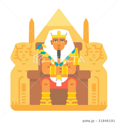 Pharaoh sitting on throne cartoon design 31846191
