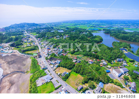 オリンピック会場千葉県一宮町釣ヶ崎海岸付近を空撮 オリンピック会場千葉県一宮町釣ヶ崎海岸付近を空撮 31846808