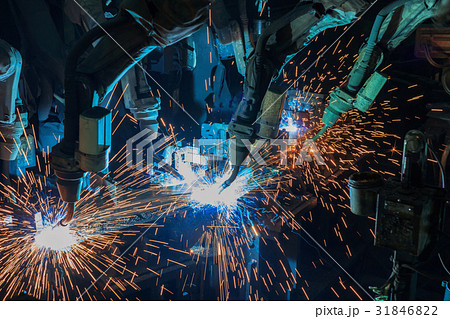 Industrial welding robots are movement welding  31846822