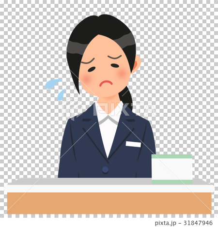 A woman in a navy blue suit falling at reception 31847946