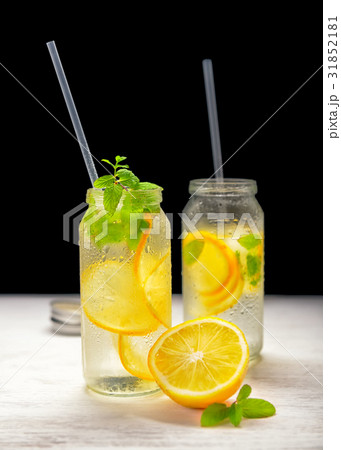 homemade lemonade with fresh lemon and twig mint homemade lemonade with fresh lemon and twig mint 31852181
