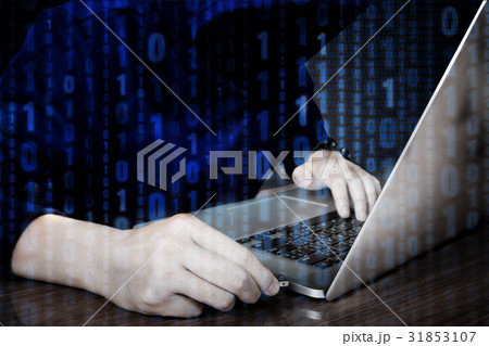 Hacker using keyboard typing bad data Hacker using keyboard typing bad data 31853107