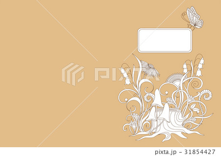 beige cover design notebook with plants, butterfly beige cover design notebook with plants, butterfly 31854427