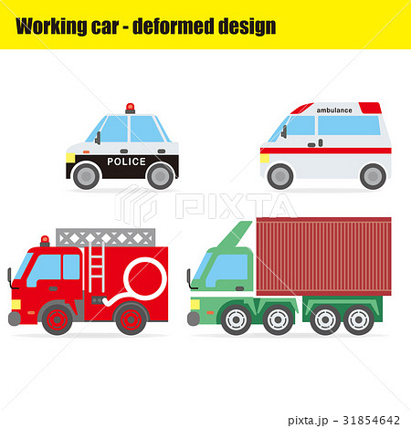 働く車のイラスト パトカー 救急車 消防車 トレーラーのイラスト素材 31854642 Pixta