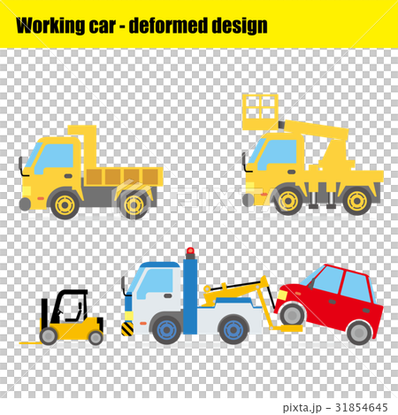 變形工作車插圖集 | 卡車、自卸車、高空作業平台、叉車、拖車 31854645
