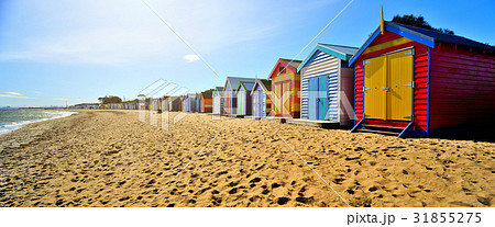 Brighton Beach Boxes in hot sunny day 31855275