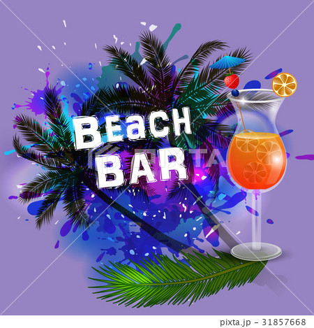 Summer background with palm trees and juice 31857668