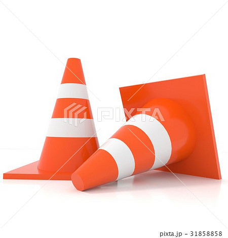 traffic cone isolated white in 3D rendering 31858858