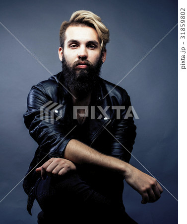 portrait of young bearded hipster guy smiling on portrait of young bearded hipster guy smiling on 31859802