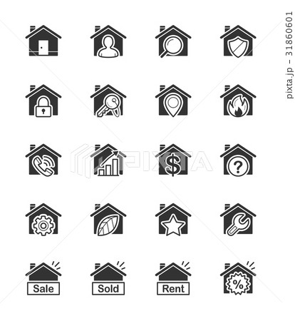 Real estate & house icons on white background  31860601