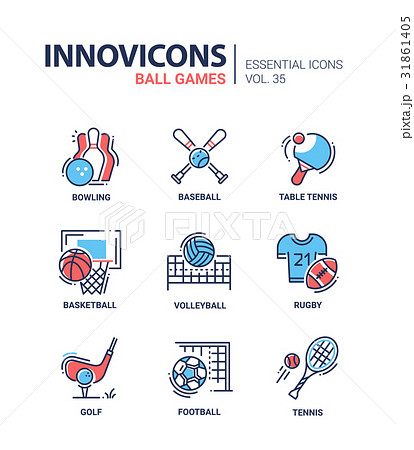 Ball Games - modern vector line design icons set. 31861405
