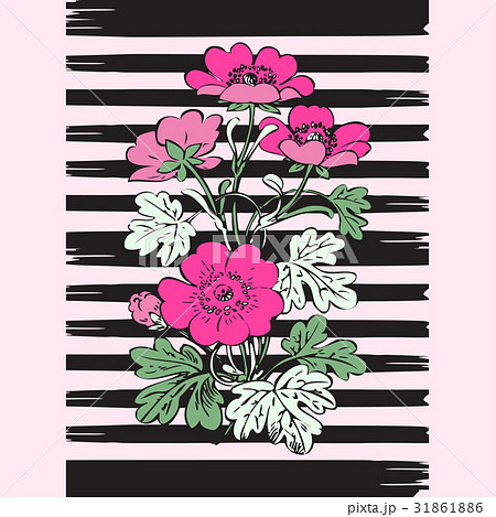 Border frame botanical bush with tropical flowers Border frame botanical bush with tropical flowers 31861886