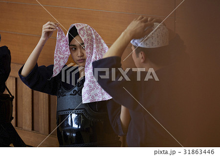 剣道ガール　手ぬぐい　準備 31863446