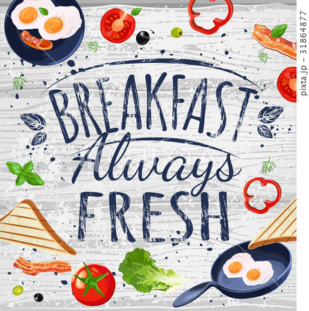 poster with plates of fried and scrambled eggs on 31864877