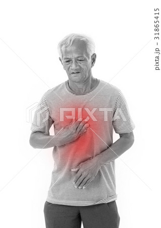 sick old man with heartburn, acid reflux 31865415