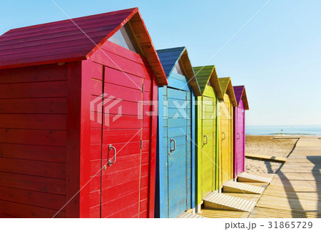 beach huts of different colors 31865729