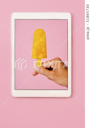 homemade natural ice pop in a tablet 31865730