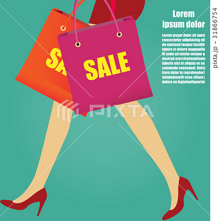Women Legs With Red High Heels And Shopping Women Legs With Red High Heels And Shopping 31866754