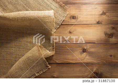 burlap hessian sacking on wood 31867130