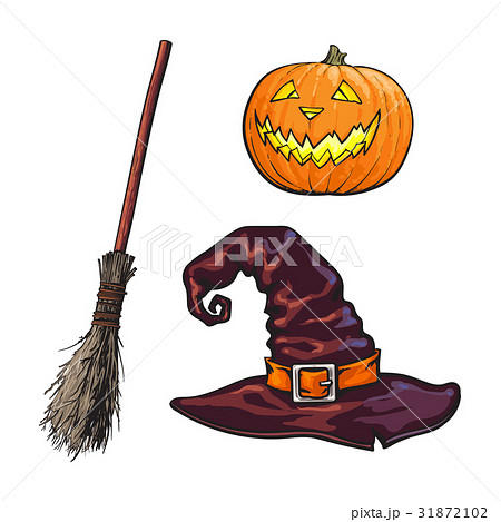 Hand drawn Halloween symbols - pumpking lantern 31872102