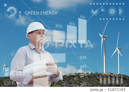 Engineer and a windfarm 31872165