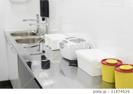 Bright cases for equipments situating on table Bright cases for equipments situating on table 31874026
