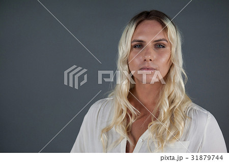Portrait of beautiful transgender with blond hair 31879744