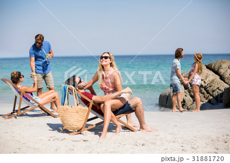 Romantic couples on shore at beach 31881720