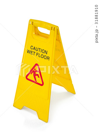 Close up of wet floor sigh board Close up of wet floor sigh board 31881910