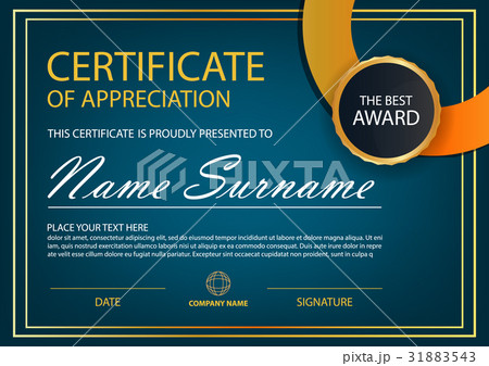 Blue Elegance horizontal certificate with Vector 31883543
