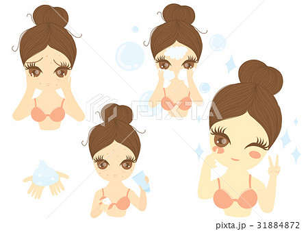 step clean face Actions Set 31884872