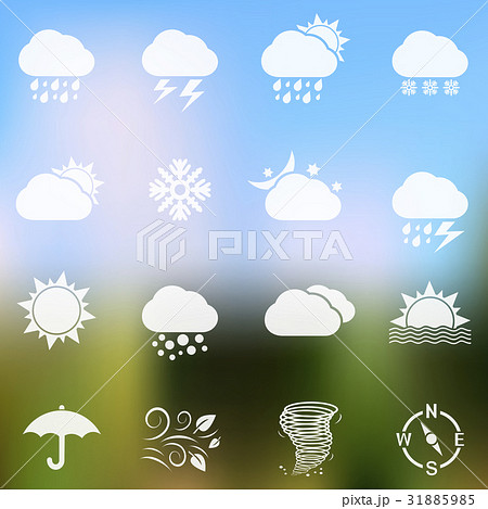 Weather icons on blurred background Weather icons on blurred background 31885985