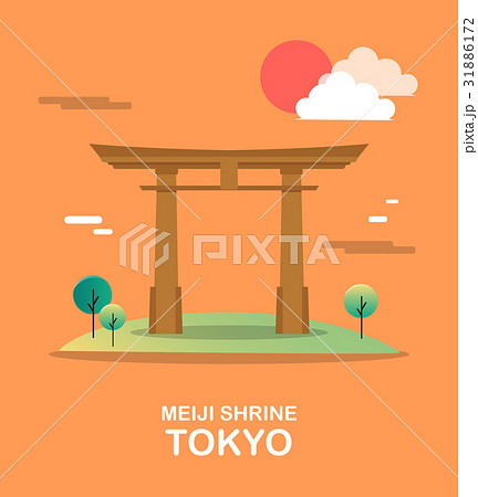 Meiji shrine holy building in Tokyo illustration 31886172