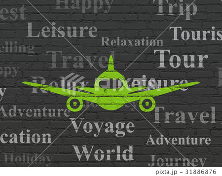 Travel concept: Aircraft on wall background Travel concept: Aircraft on wall background 31886876