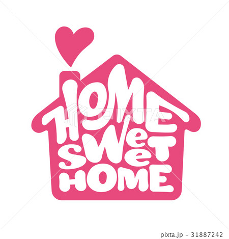 Home Sweet Home Vector Lettring With House Shapeのイラスト素材