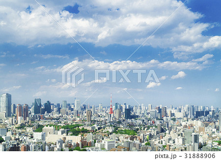 東京都市風景 東京タワー 恵比寿から望む都心全景 初夏 緑 東京都市風景 東京タワー 恵比寿から望む都心全景 初夏 緑 31888906