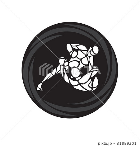 MMA fighters round pictogram or logo. Boxing icon 31889201