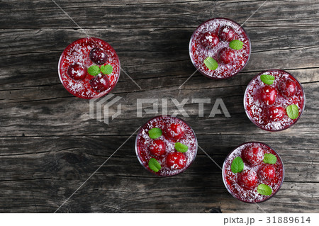 dessert - sweet cherry jelly in cups dessert - sweet cherry jelly in cups 31889614