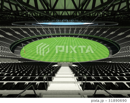 Australian rules football stadium with black seats 31890690