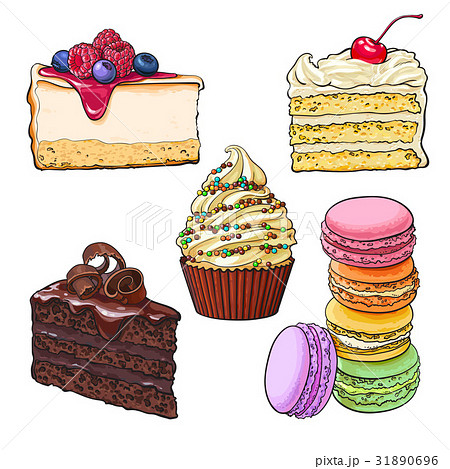 Set of desserts - cupcake, chocolate and vanilla Set of desserts - cupcake, chocolate and vanilla 31890696