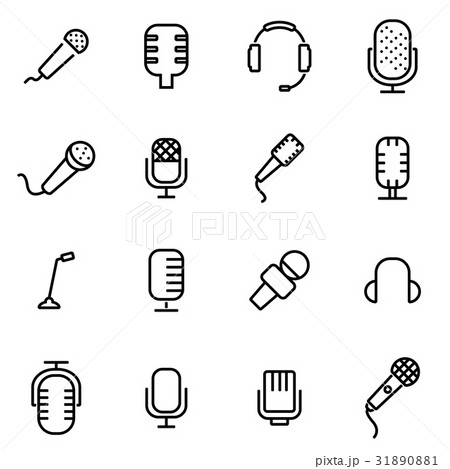 Vector line microphone icon set Vector line microphone icon set 31890881