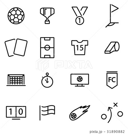 Vector line soccer icon set 31890882