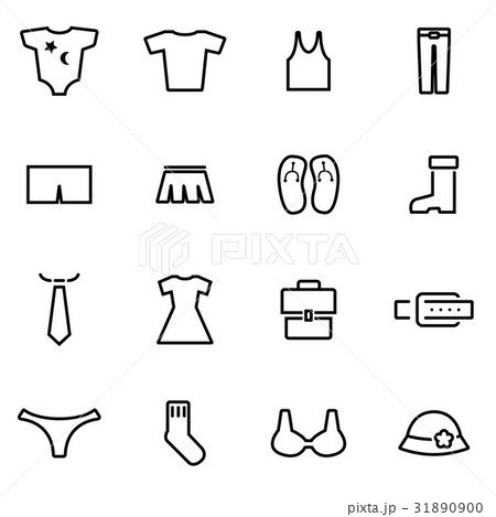 Vector line clothes icon set Vector line clothes icon set 31890900