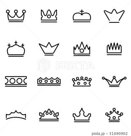 Vector line crown icon set Vector line crown icon set 31890902