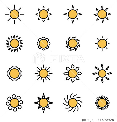Vector line sun icon set 31890920