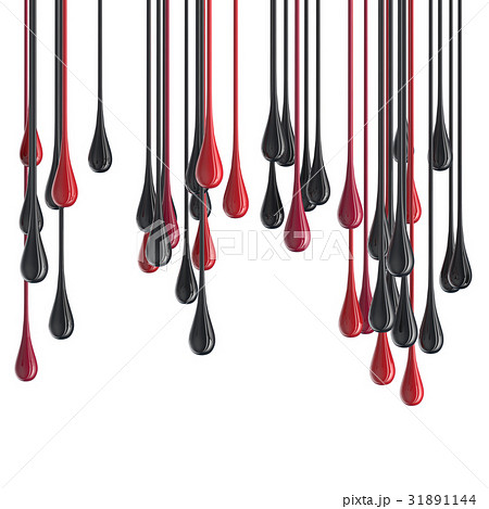 3D red and black glossy paint drop blobs 31891144