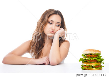 Healthy woman rejecting junk food isolated 31893115