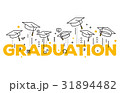 Vector illustration of word graduation with caps 31894482